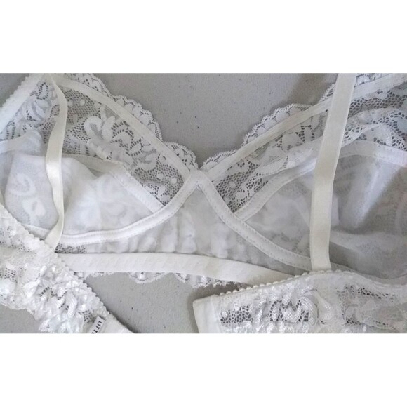 LITTLE LACY India Julia White Wire Free Lace Bra Bralette 38"/95 PVT Ltd NWT - Picture 6 of 12